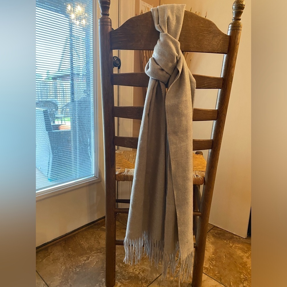 Love & Lore Neutral Grey Fringed Winter Scarf - Excellent Condition Cottagecore
